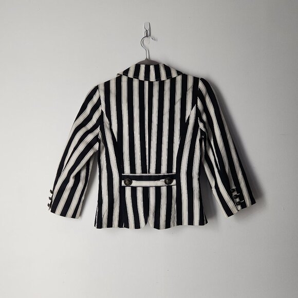 A'GACI black and white vertical striped blazer jacket size S Beetlejuice-style - Picture 2 of 10